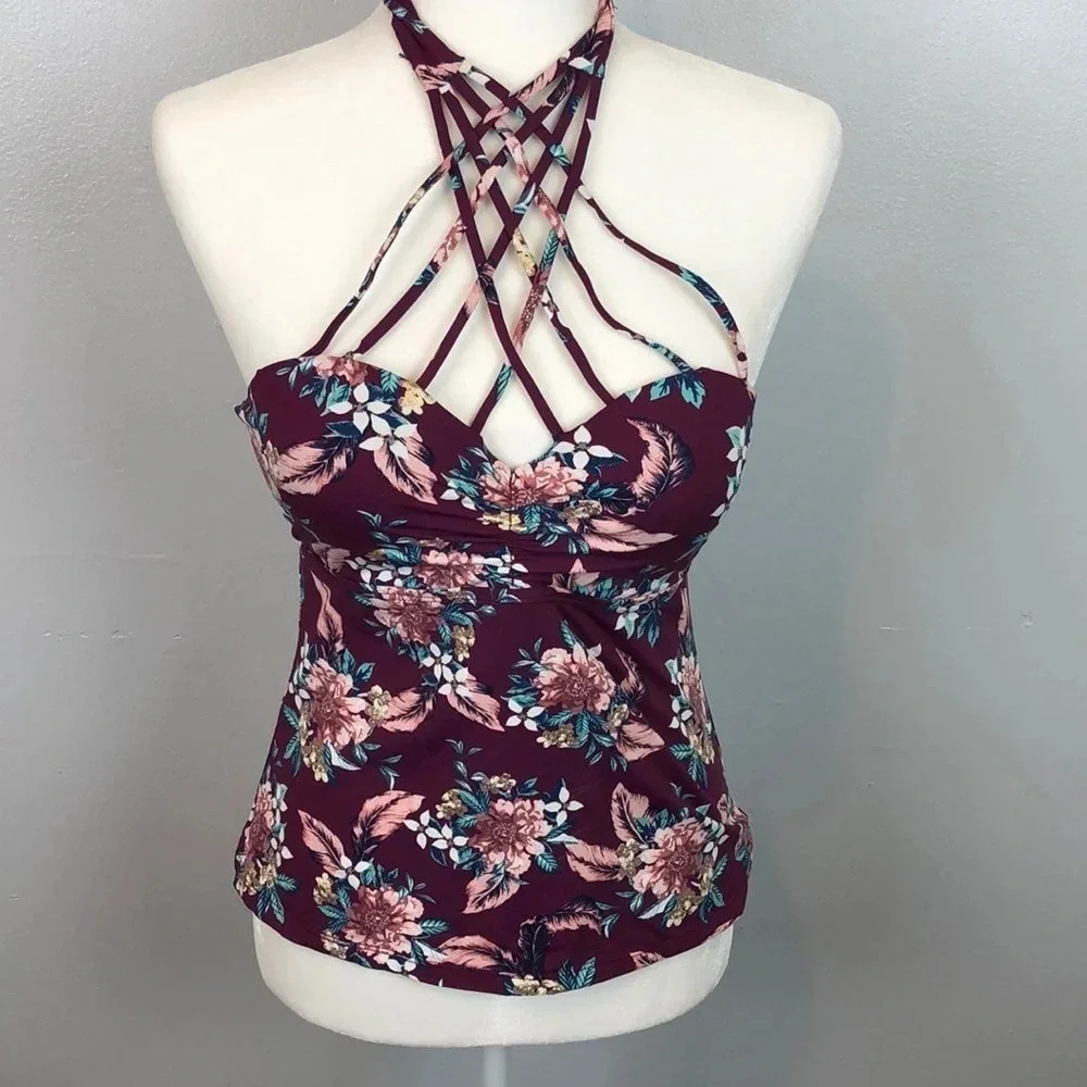 NWT  Ambrielle Floral‎ Push-up Swimsuit Top Size Medium